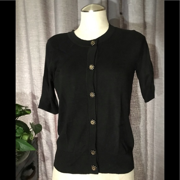 New York & Co. black short sleeve button up XS   E - Picture 1 of 4